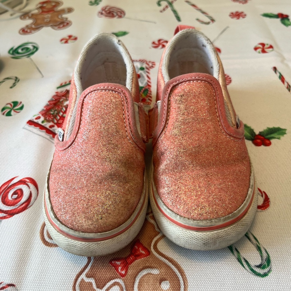 Vans Pink Glittered Toddler Slip-on shoes